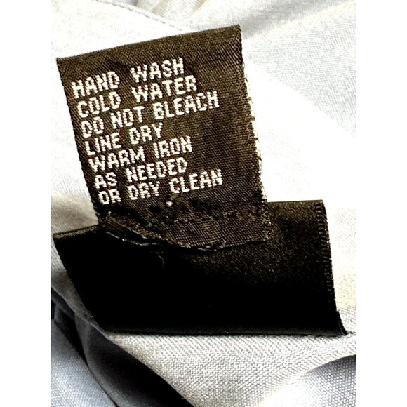 Notations Medium Blue Silk Button Blouse Coastal Minimalist Chic Resort Citycore - Picture 7 of 8